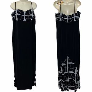 Holiday Party Daymor Couture Formal Black and Silver Beaded Evening Gown